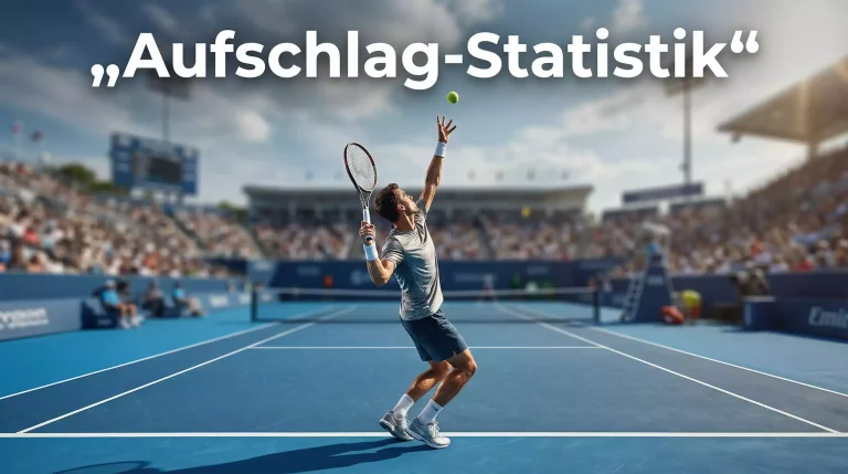 Tennisspieler beim kraftvollen Aufschlag auf einem Hartplatz
