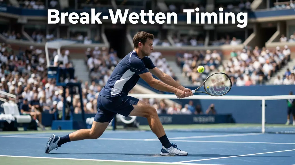 Tennisspieler beim Return eines Aufschlags auf Hartplatz